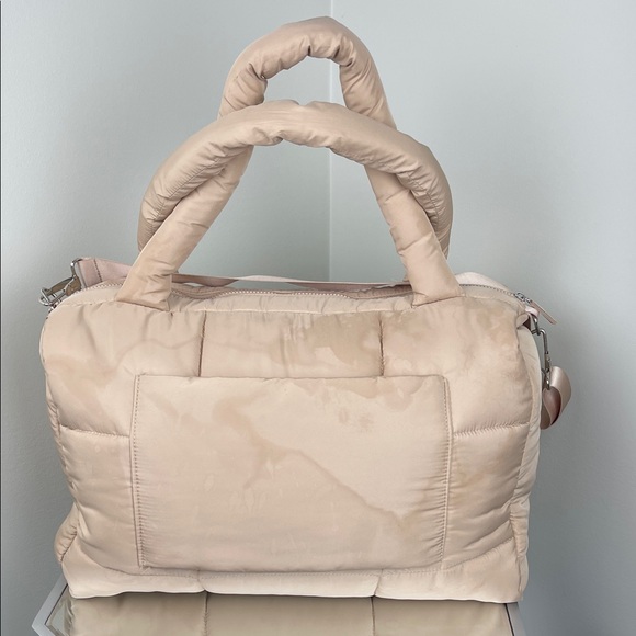 WILO Quilted Puffer Neutral Beige Tote Bag Uniform Padded Design - Picture 5 of 7